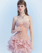 Strapless Corset Mini Dress In Pink Avalabel