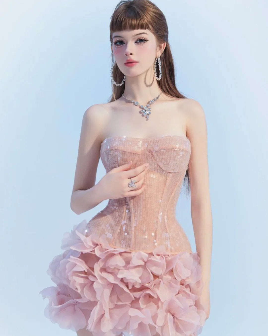 Strapless Corset Mini Dress In Pink Avalabel
