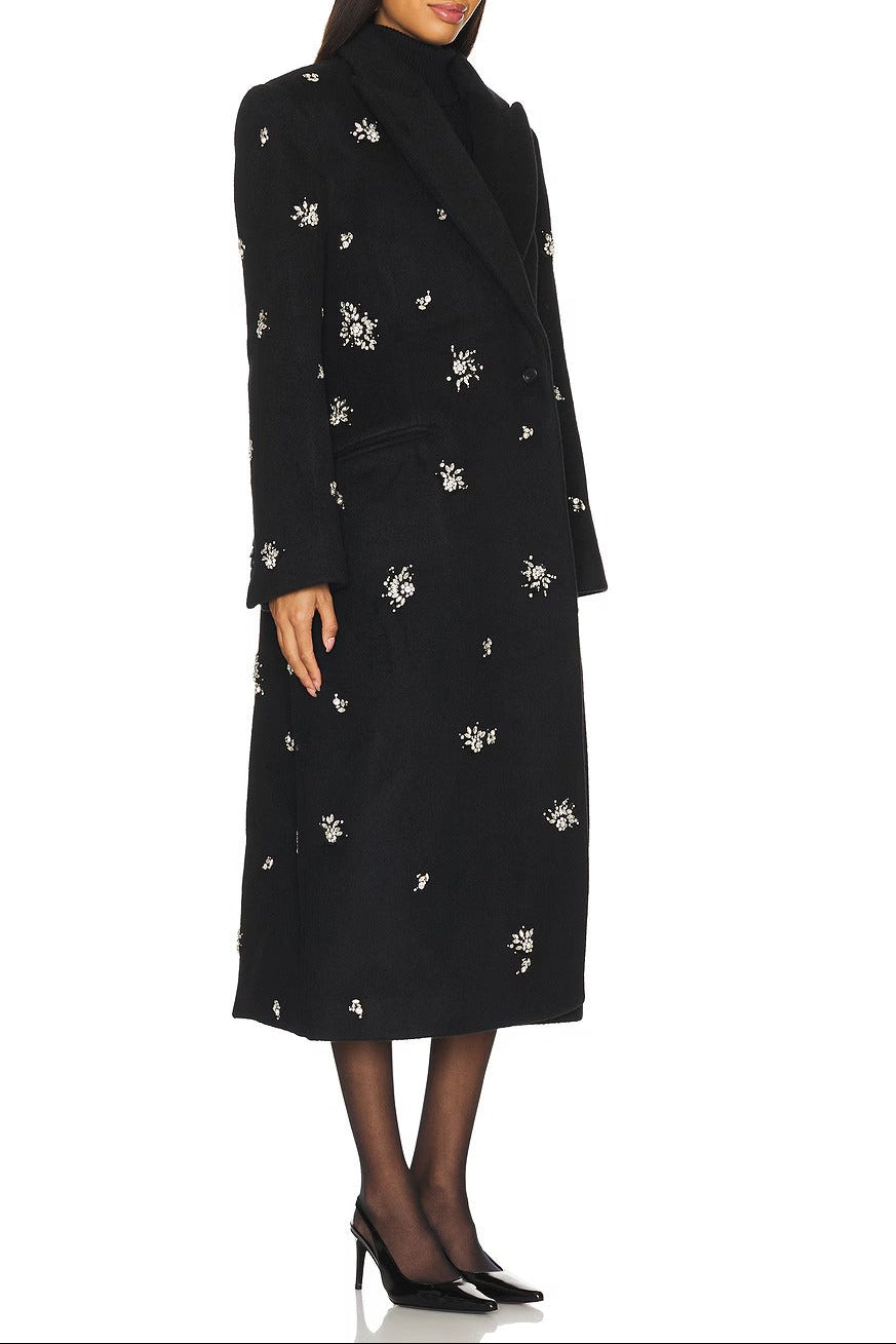 philippa crystal embellished Coat in black Avalabel