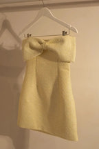 zenobia Tweed Bow Mini Dress - Lemon Avalabel