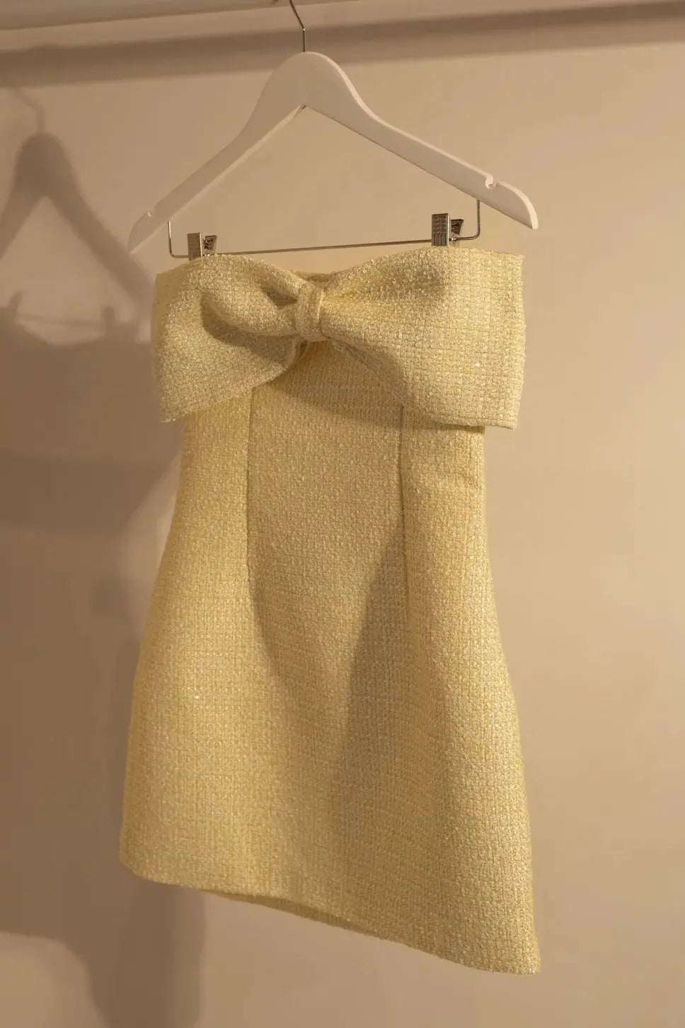 zenobia Tweed Bow Mini Dress - Lemon Avalabel