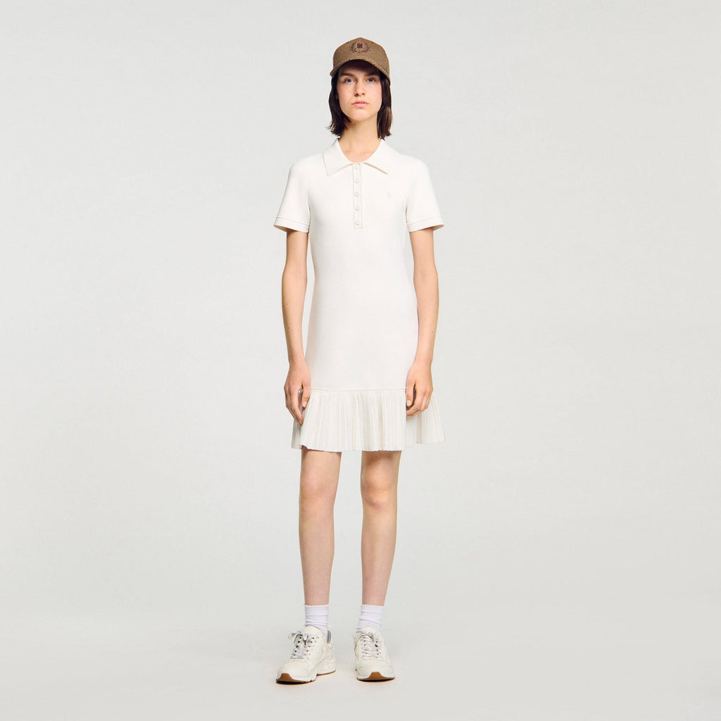 penny white Mini knit dress with polo neck Avalabel