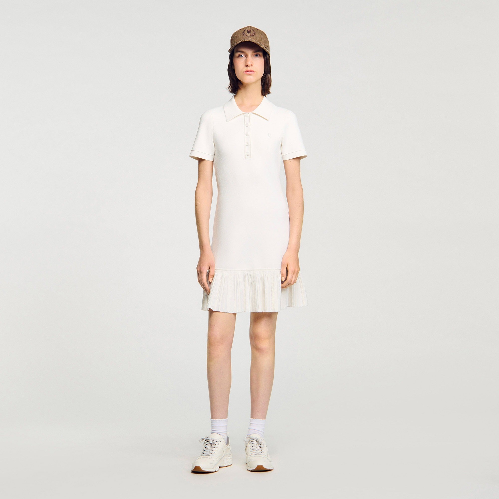penny white Mini knit dress with polo neck Avalabel