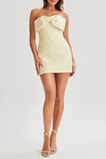 zenobia Tweed Bow Mini Dress - Lemon Avalabel
