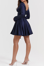 Plunge V-Neck Mini Dress in Navy Avalabel