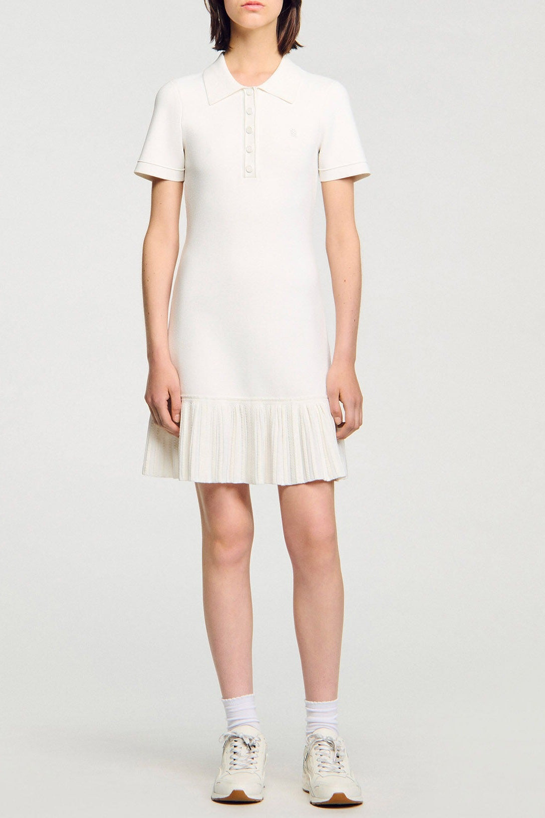 penny white Mini knit dress with polo neck Avalabel