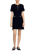 Simona Hollow Knit Mini Dress in Black Avalabel