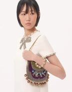 jocelyn rhinestone Embroidered Crepe mini Dress in ivory Avalabel