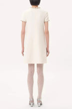 jocelyn rhinestone Embroidered Crepe mini Dress in ivory Avalabel