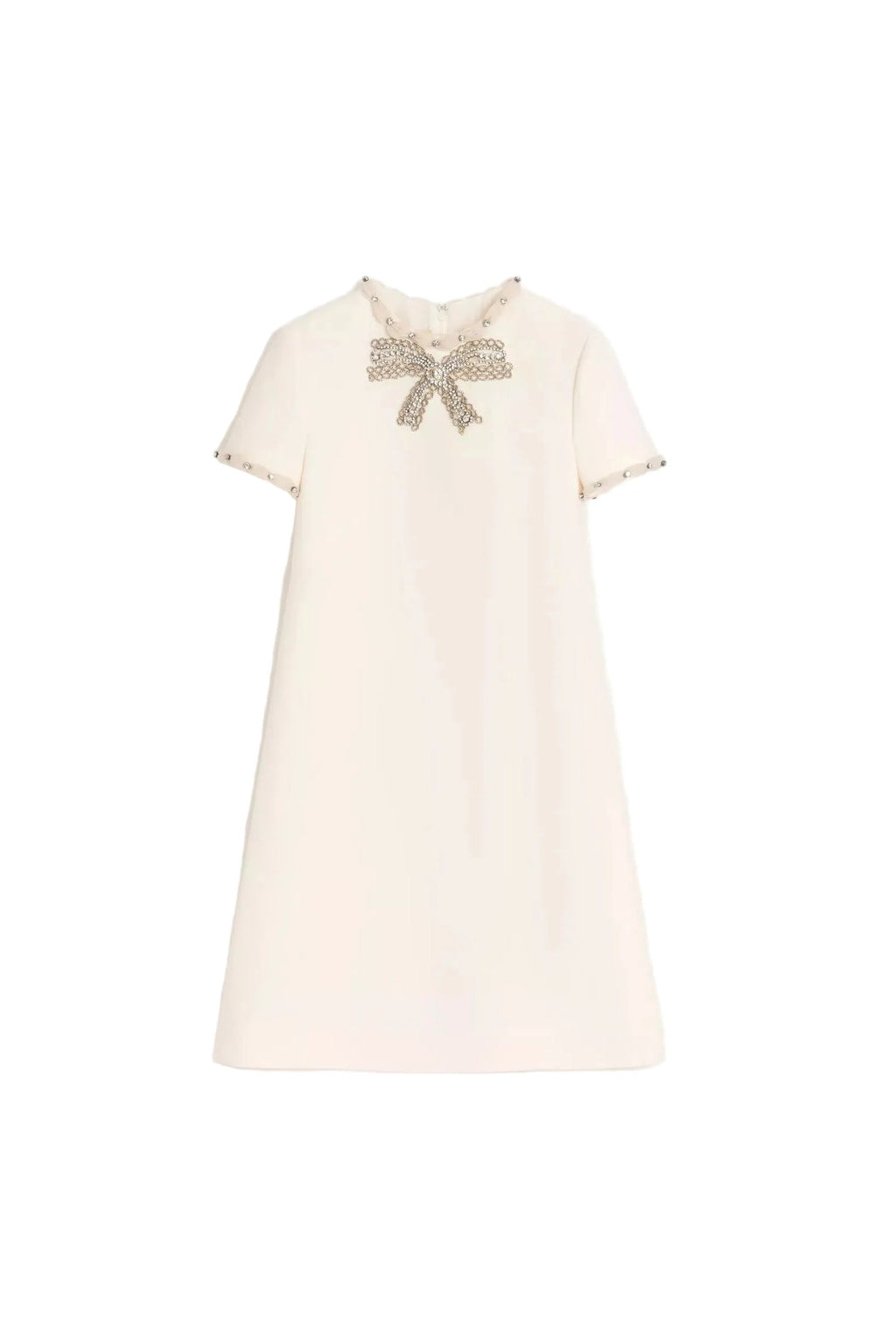 jocelyn rhinestone Embroidered Crepe mini Dress in ivory Avalabel