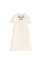 jocelyn rhinestone Embroidered Crepe mini Dress in ivory Avalabel