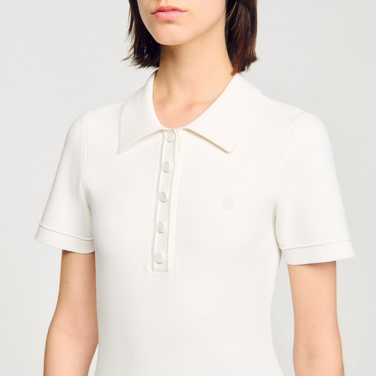 penny white Mini knit dress with polo neck Avalabel