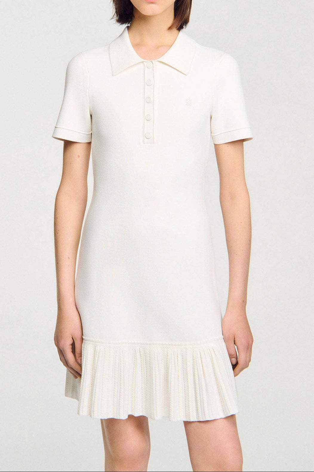 penny white Mini knit dress with polo neck Avalabel