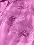 susanna floral Applique Shirt Midi Dress in pink Avalabel