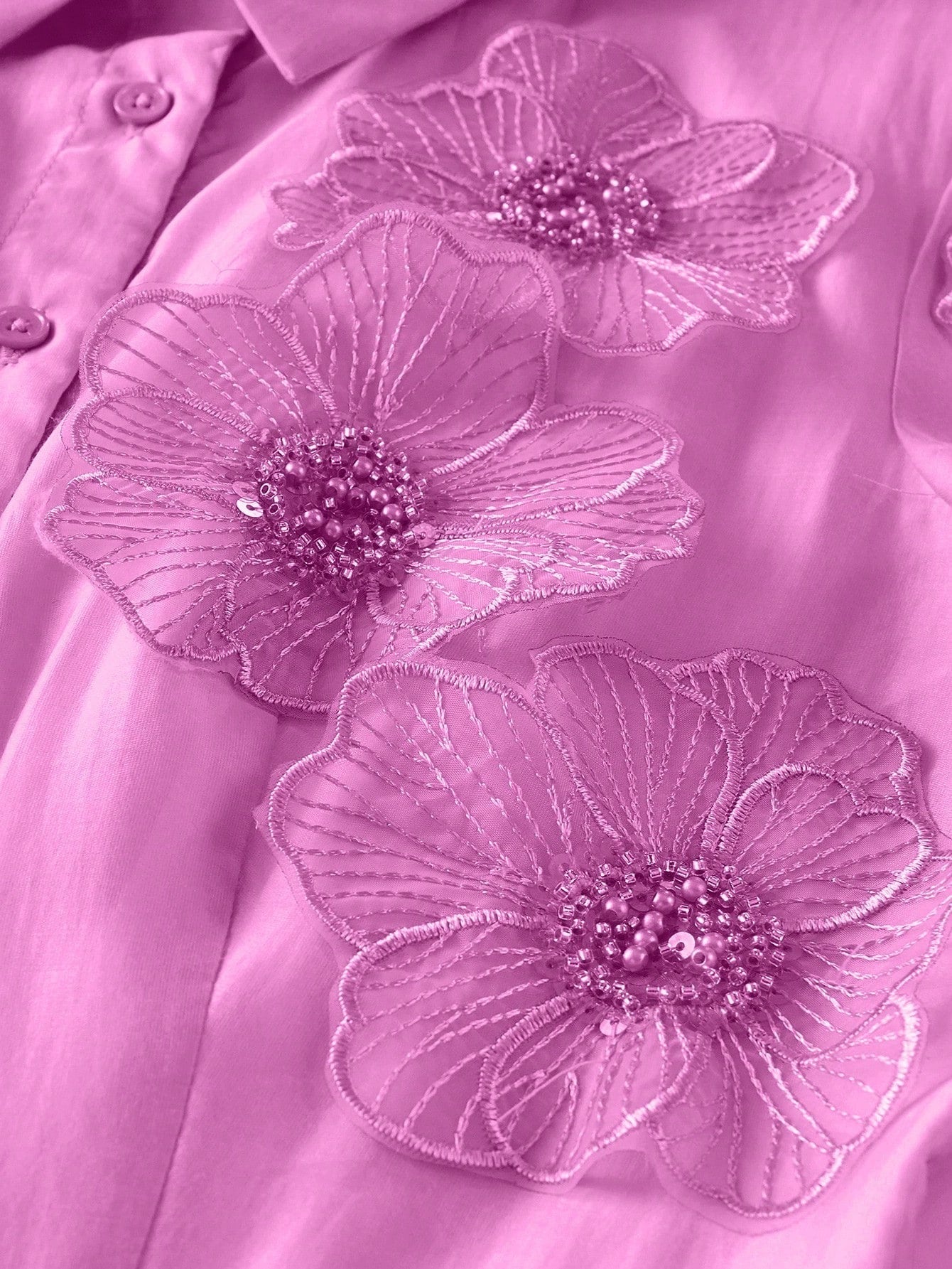 susanna floral Applique Shirt Midi Dress in pink