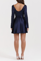 Plunge V-Neck Mini Dress in Navy Avalabel