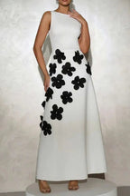 Marcia 3D Flower A-Line Maxi Dress in White Soraya