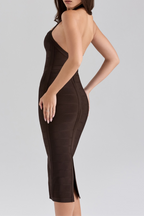 Chocolate Halter Bodycon Midi Bandage Dress Avalabel