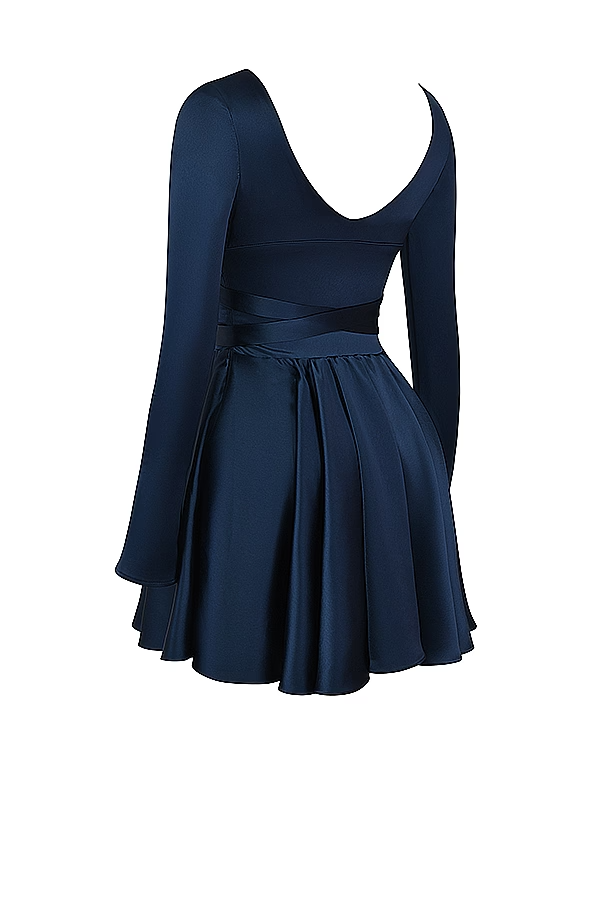 Plunge V-Neck Mini Dress in Navy Avalabel