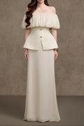Karen Straight Plain Foam Silk Strapless Maxi Dress in White Avalabel