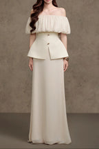 Karen Straight Plain Foam Silk Strapless Maxi Dress in White Avalabel