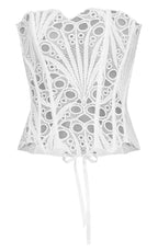 White Textured Sheer Floral Lace Corset Avalabel