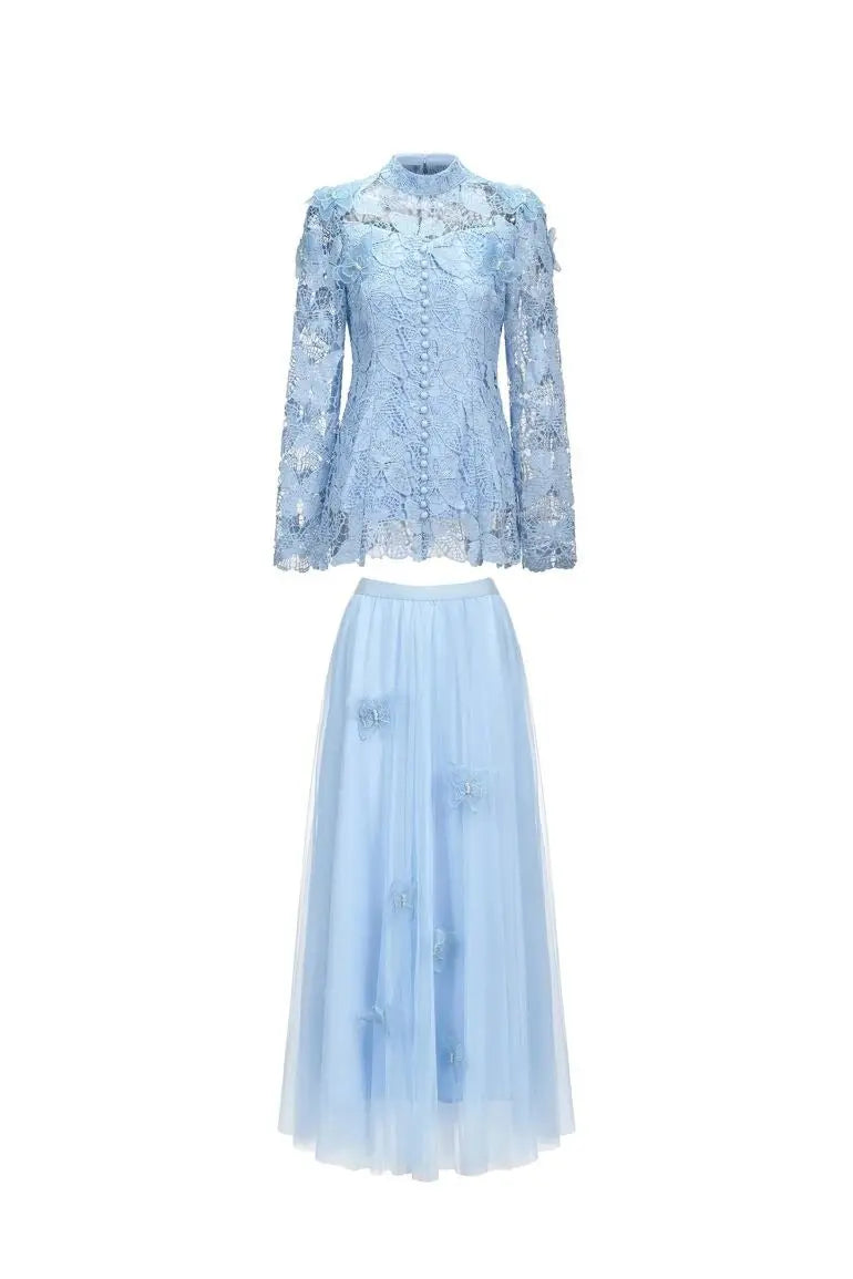 Elizabeth Butterfly Embroidered Lace Maxi Dress Avalabel