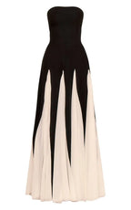Black Bandeau Contrast Chiffon Pleated Maxi Dress Avalabel