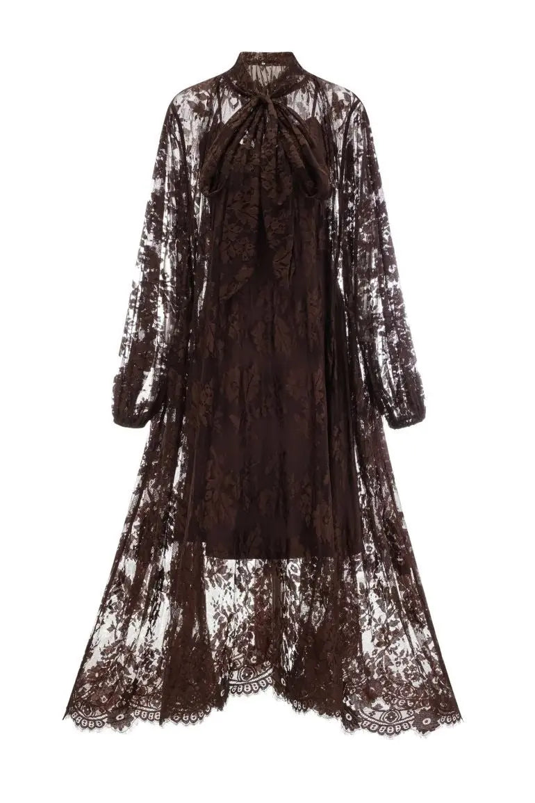 Catharine Floral Lace Sheer Maxi Dress Avalabel