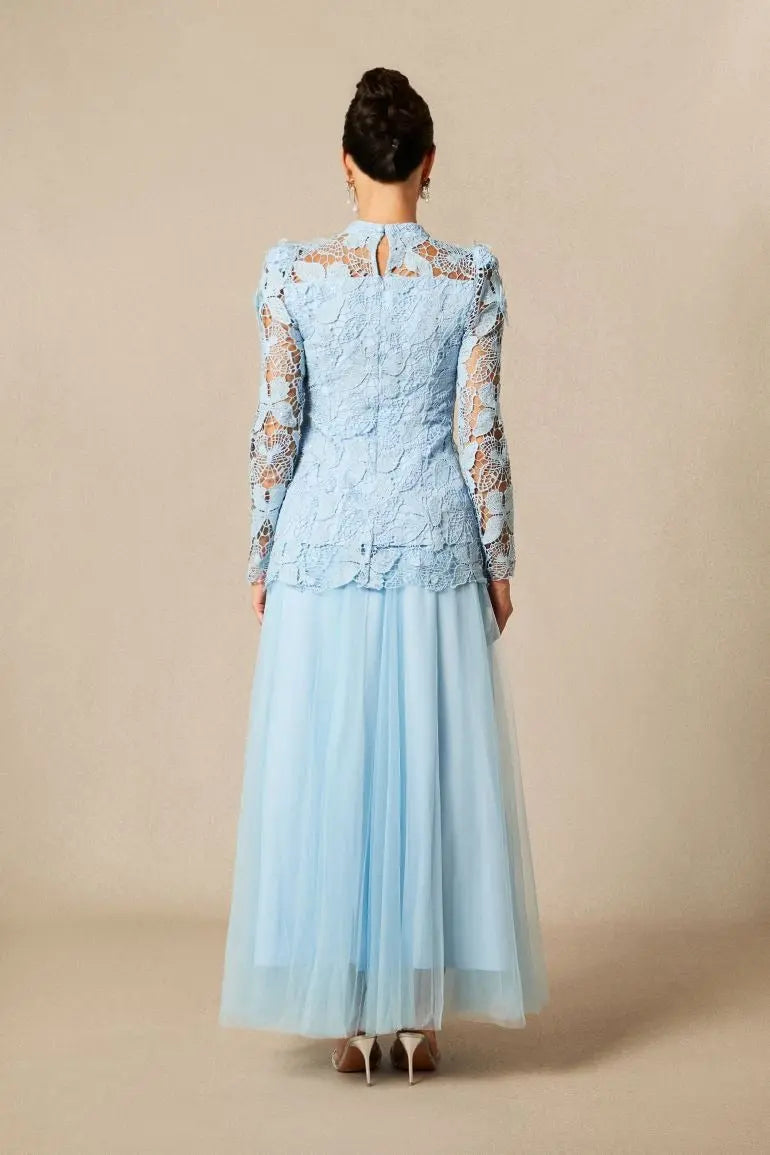 Elizabeth Butterfly Embroidered Lace Maxi Dress Avalabel