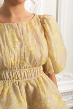 kristin Puff Sleeve Tiered Ruffle Midi Dress - Yellow Avalabel