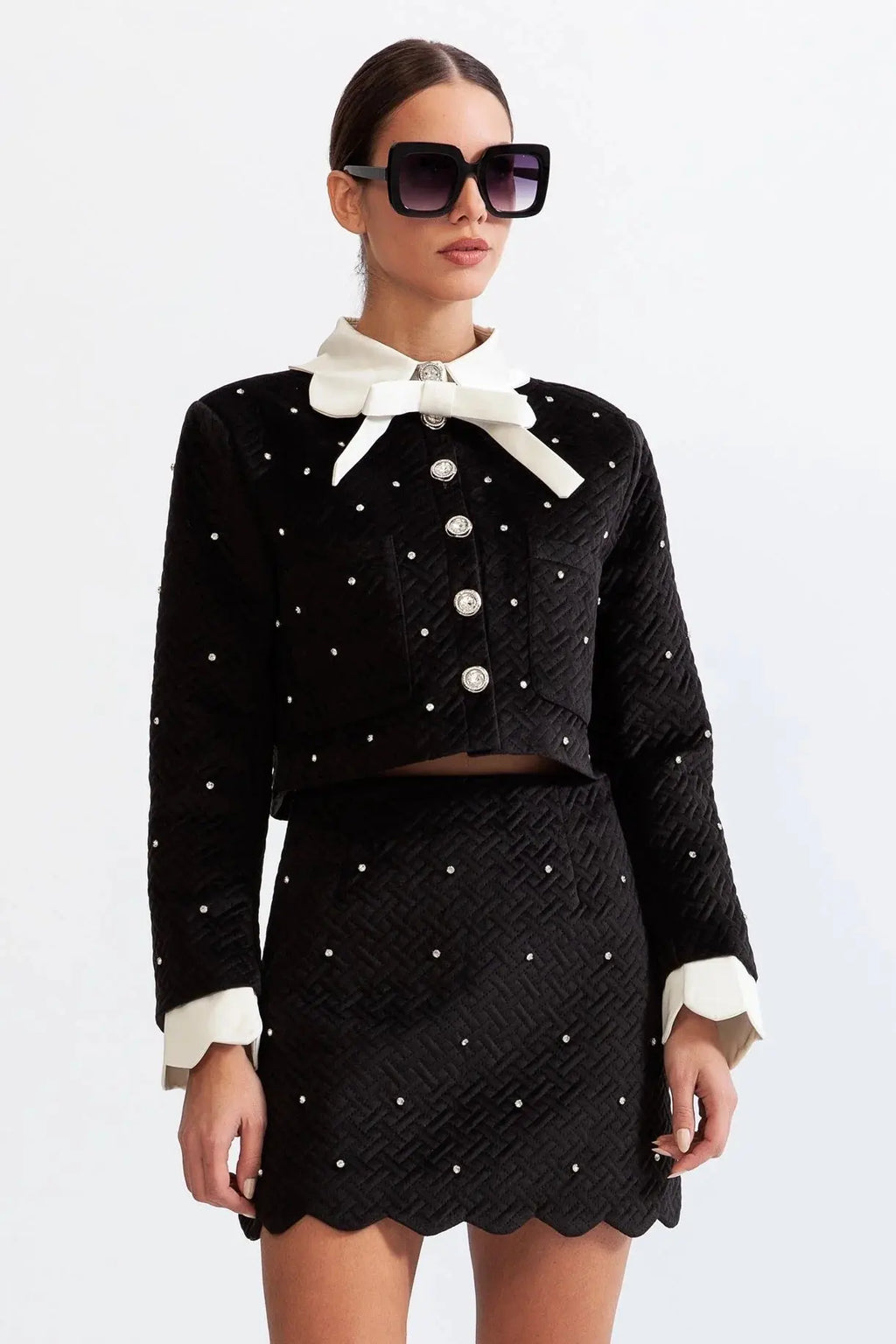 marjorie Velvet jewel co-ord - Black Avalabel