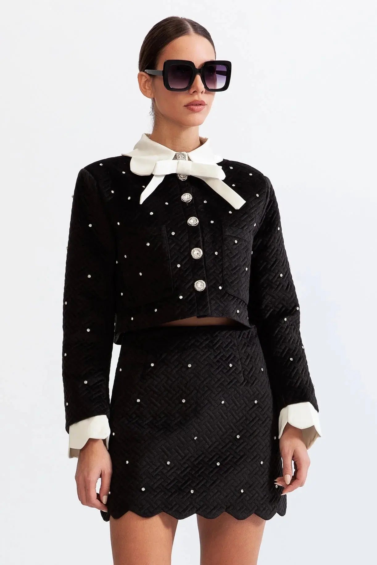 marjorie Velvet jewel co-ord - Black Avalabel
