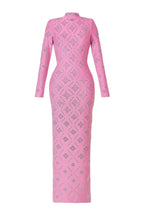 katherine pink Straight Cut diamond maxi Dress Avalabel
