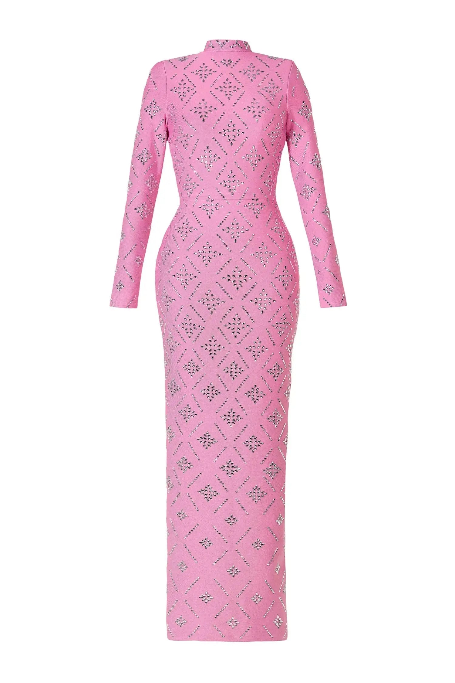 katherine pink Straight Cut diamond maxi Dress Avalabel