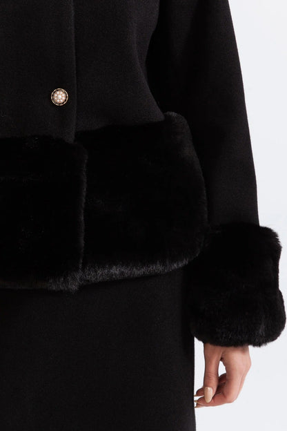 maureen Faux fur Co-Ord with jacket and skirt - Black