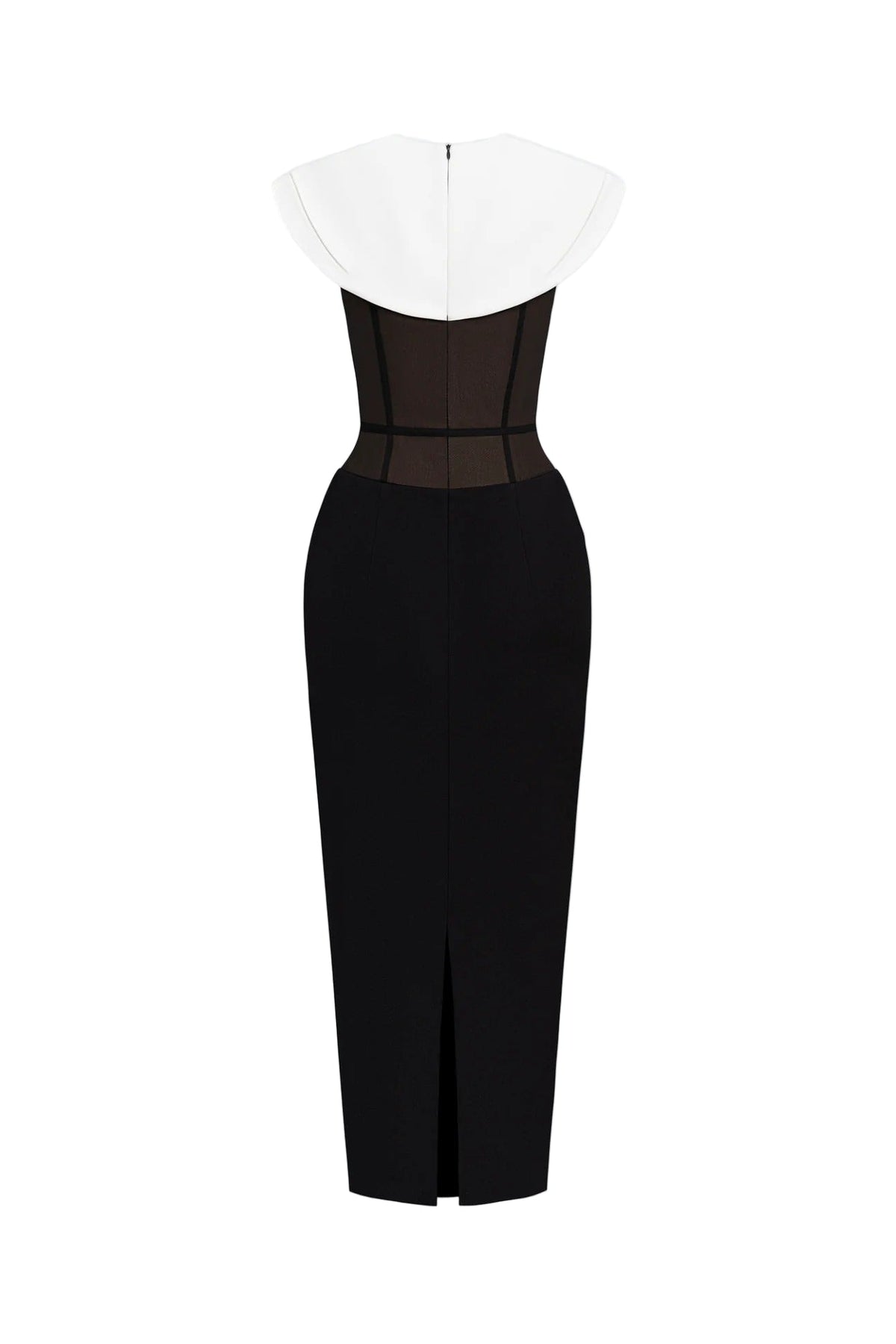 bernice black sleeveless Midi Dress With White Cape Avalabel