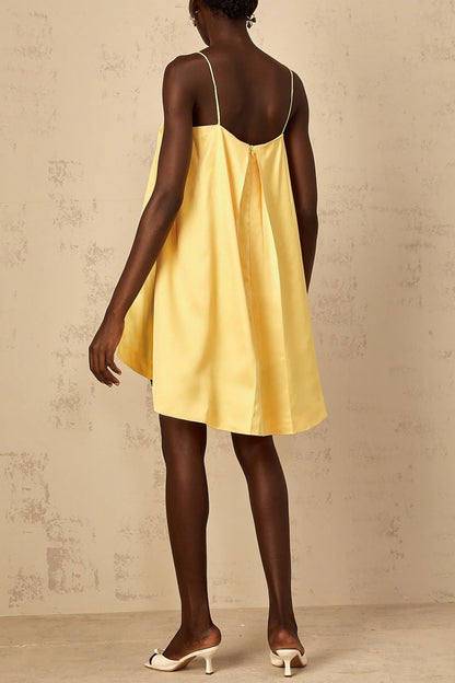 Edwina Applique Floral Embroidered Mini Dress in Yellow