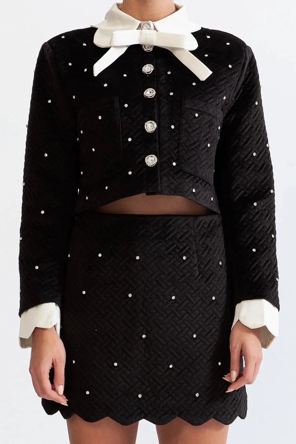 marjorie Velvet jewel co-ord - Black Avalabel