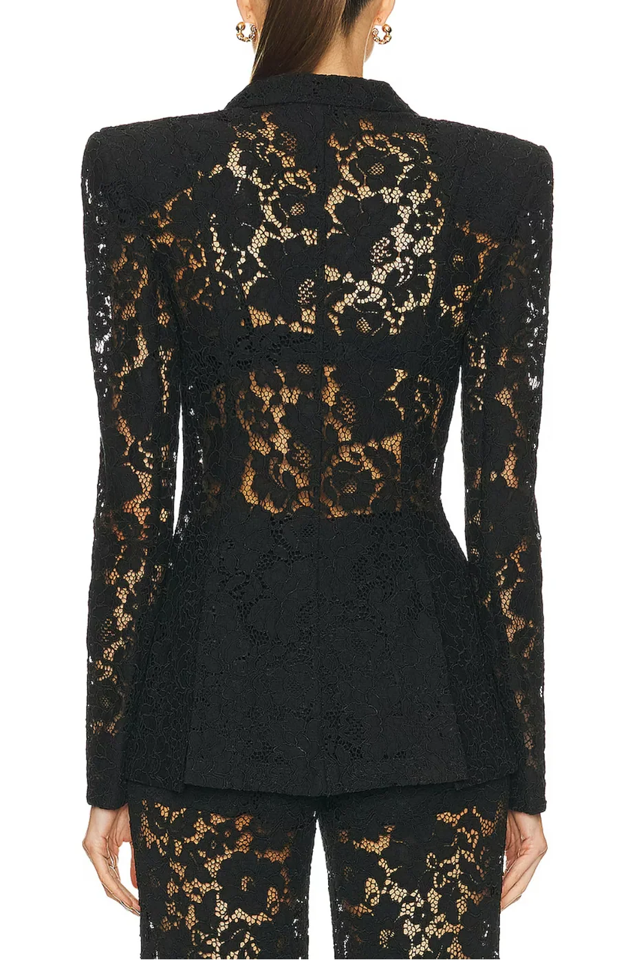 elvira v-neck Lace Blazer set in black Avalabel