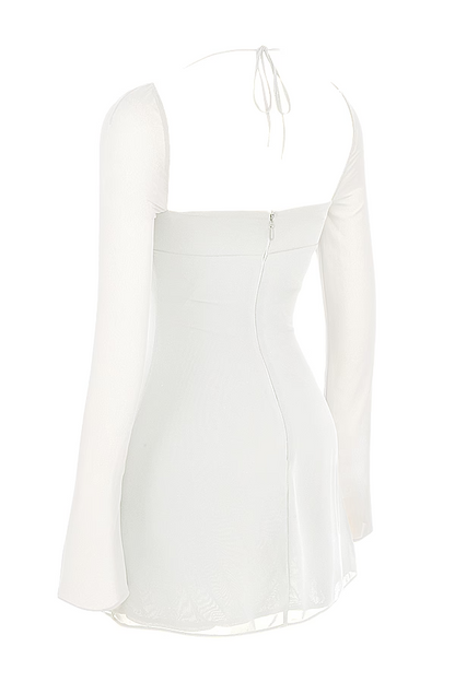 Apricot Crystal Satin Lace Cutout Midi Dress
