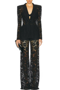 elvira v-neck Lace Blazer set in black Avalabel