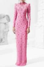 katherine pink Straight Cut diamond maxi Dress Avalabel