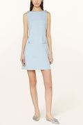 Halter Neck Tweed Vest Mini Dress in Blue Avalabel