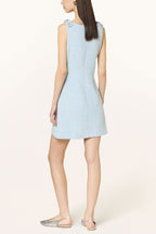 Halter Neck Tweed Vest Mini Dress in Blue Avalabel