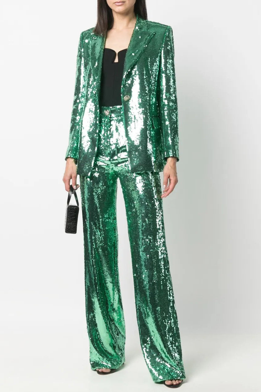 florence sequin-embellished blazer in green Avalabel