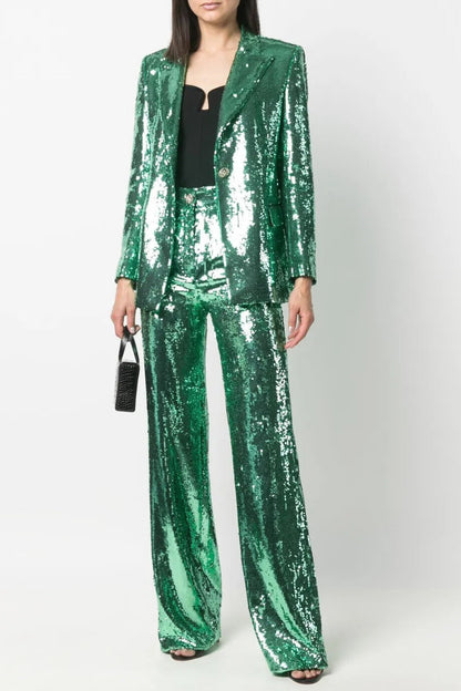 florence sequin-embellished blazer in green Avalabel