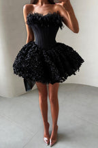 Strapless Petal Floral Corset A Line Dress Avalabel
