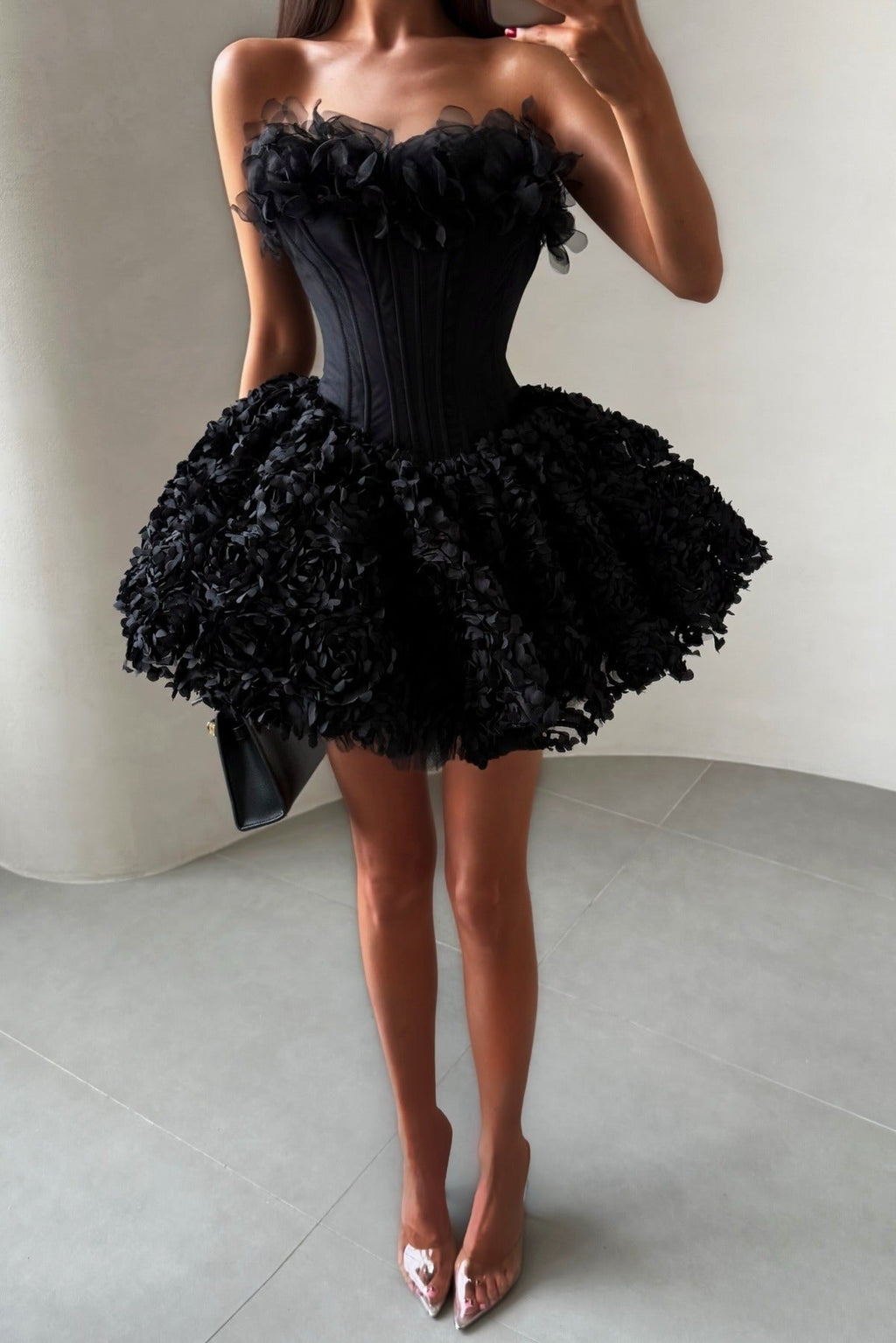 Strapless Petal Floral Corset A Line Dress Avalabel