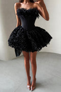 Strapless Petal Floral Corset A Line Dress Avalabel
